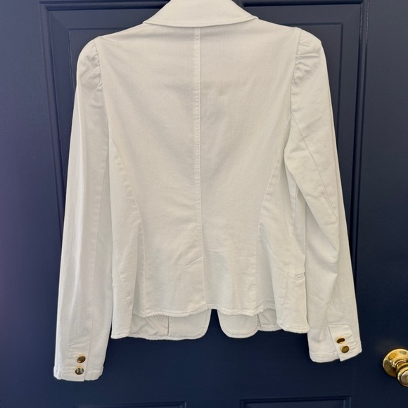 INC International Concepts White Denim Single Button Blazer - Size Medium - Picture 9 of 11